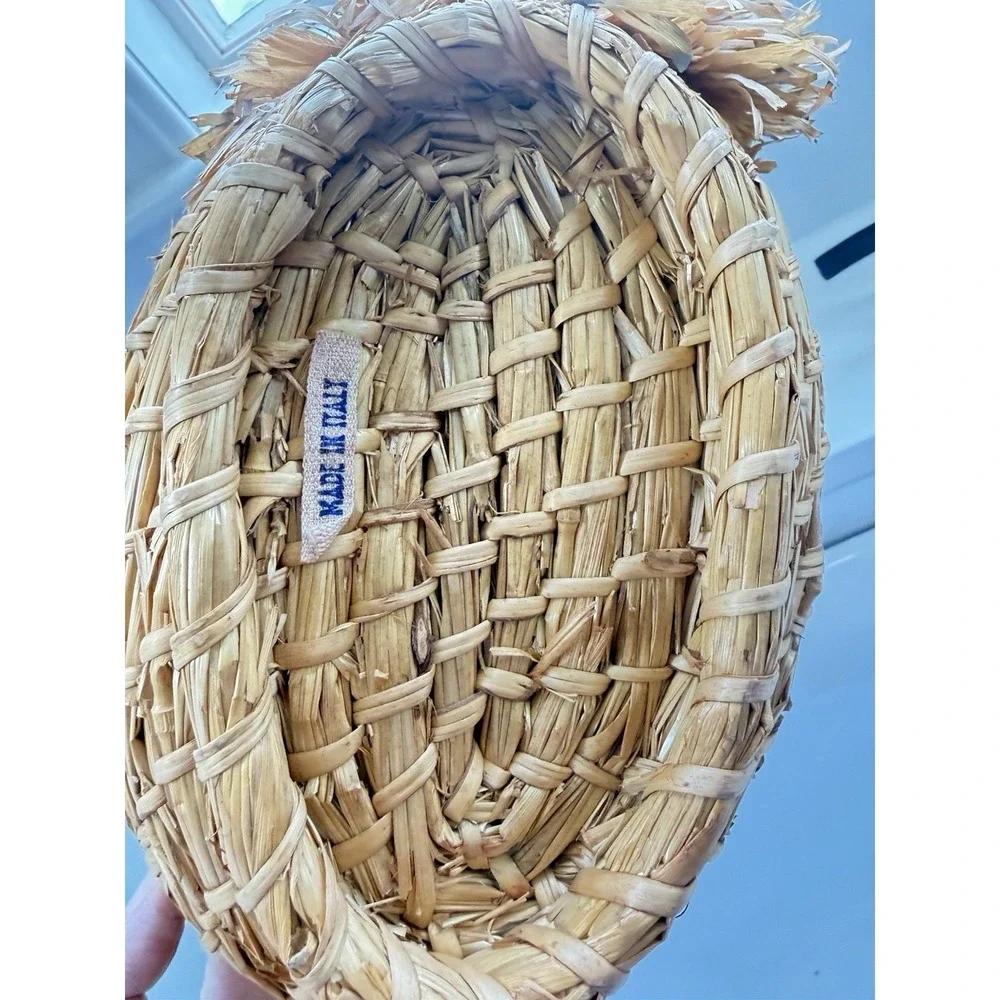 Vintage Rare Egg Holder Italian Hand Woven Collection Basket Made In Italy